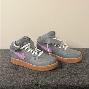 Nike Gray and Purple High-Top Sneakers